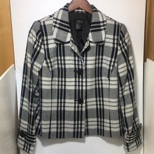 R.Q.T. Black & White Plaid Cropped Jacket Size 8P